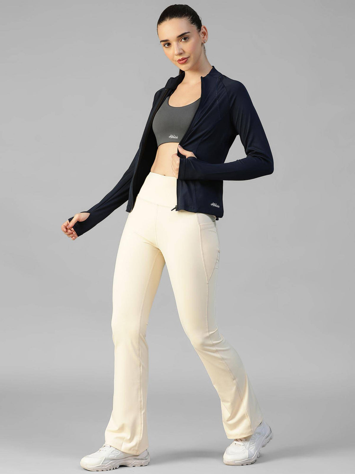 Navy Blue Navy Blue Women's Everyday Sporty Zip-Up Gym and Training Jacket | JK12 - view 5