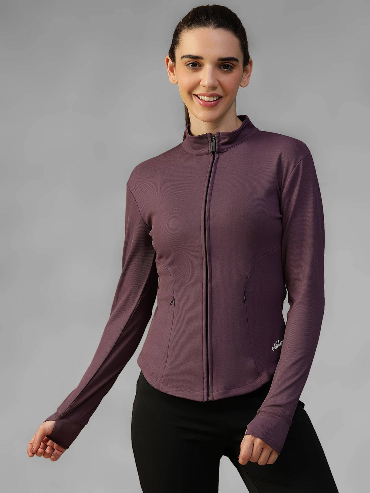 Burgundy Women's Everyday Sporty Zip-Up Gym and Training Jacket | JK12 - view 19