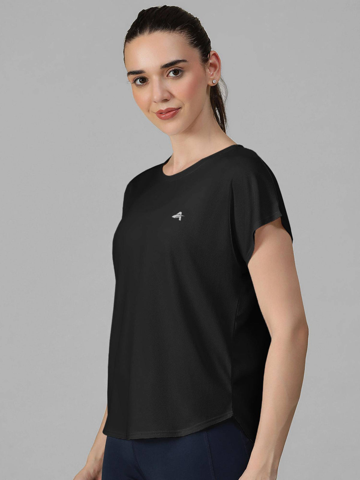 Black Women's E-Dry Slim Fit T-Shirt | TS56 - view 2