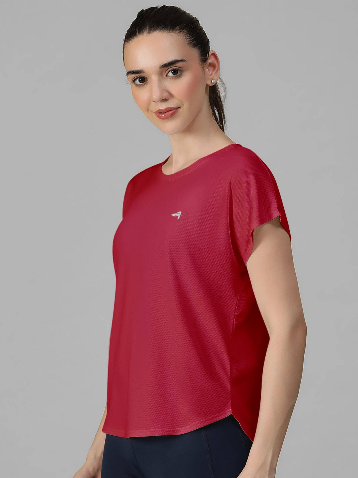 Maroon Women's E-Dry Slim Fit T-Shirt | TS56 - view 2