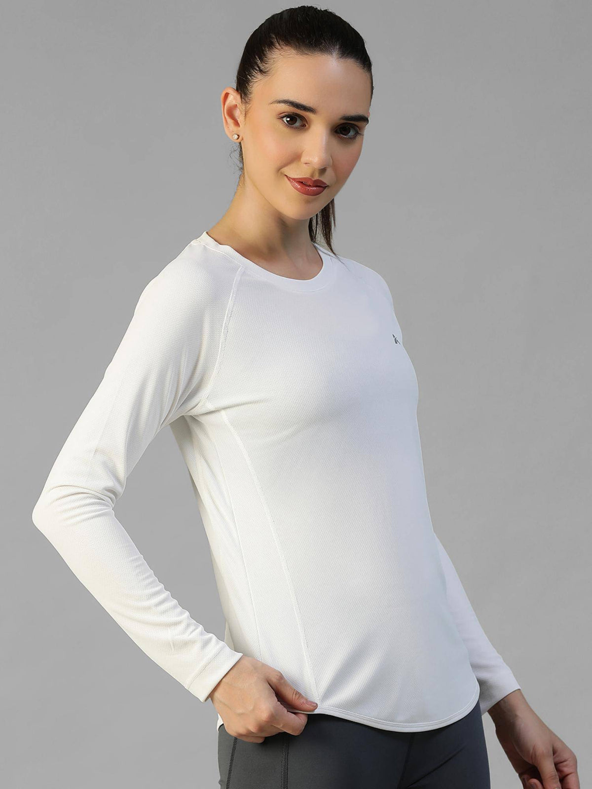 White Women's E-Dry Slim Fit T-Shirt | TS56 - view 3