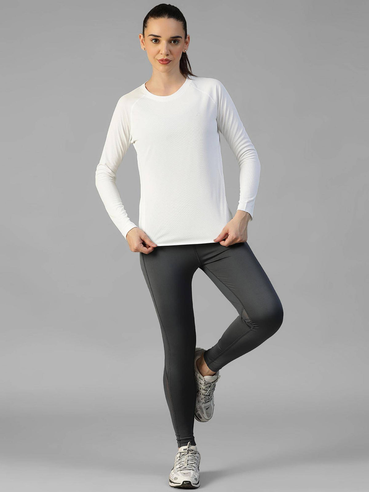 White Women's E-Dry Slim Fit T-Shirt | TS56 - view 5