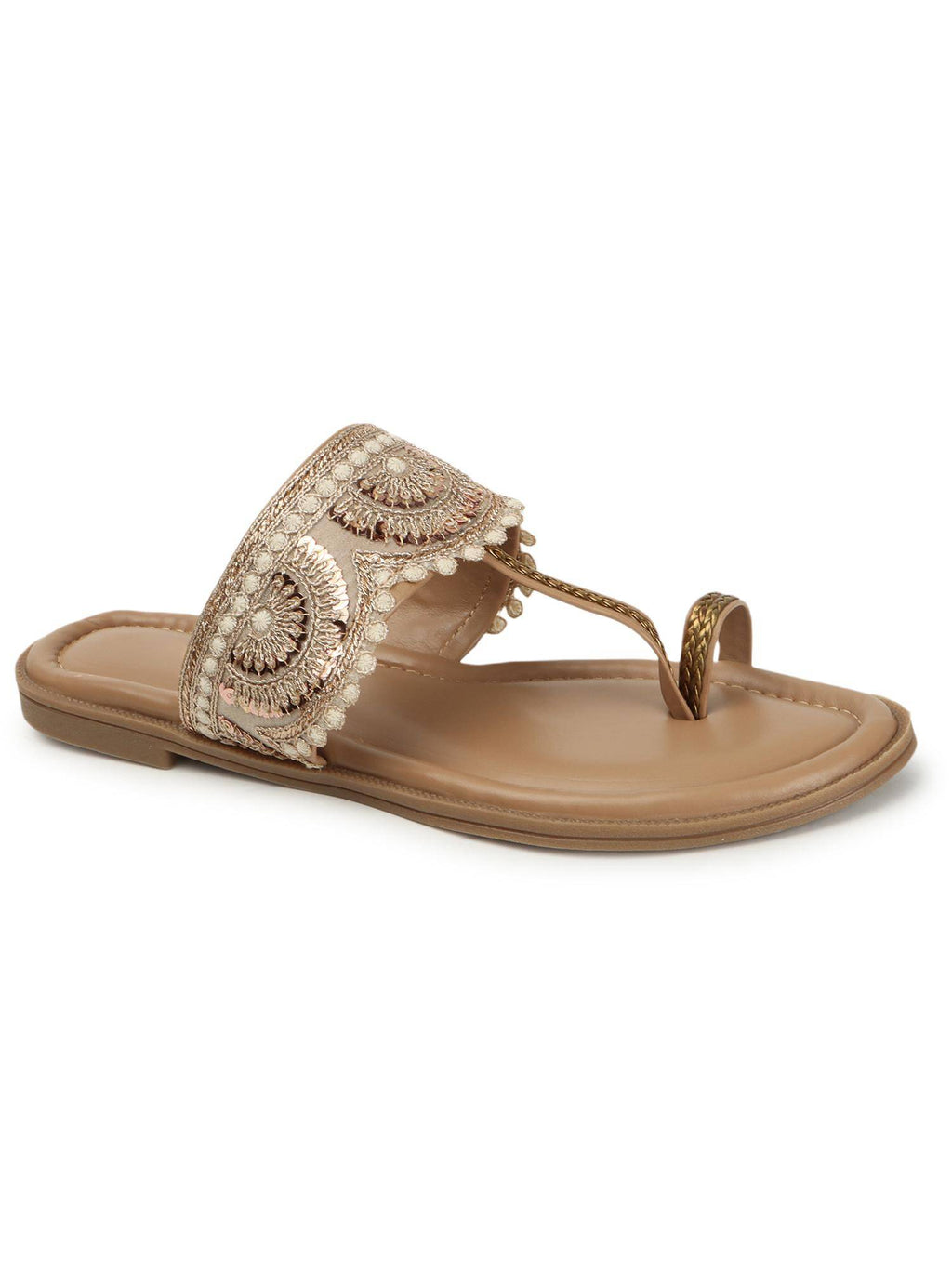 Women Slip-On Kolhapuri One Toe Flats | F61 - view 2