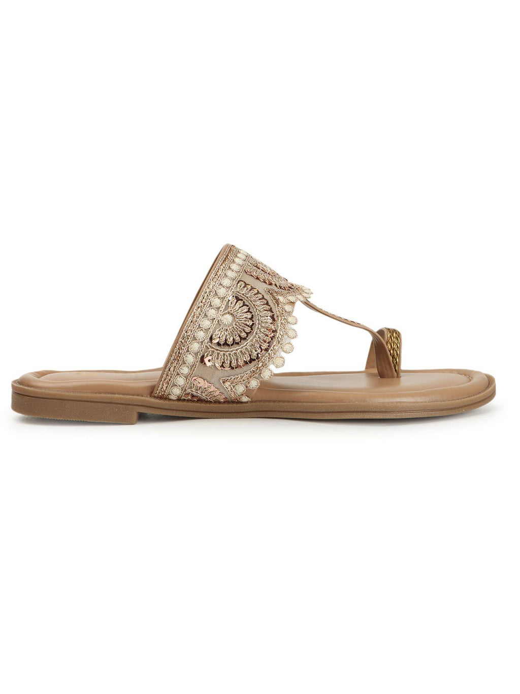 Women Slip-On Kolhapuri One Toe Flats | F61 - view 3
