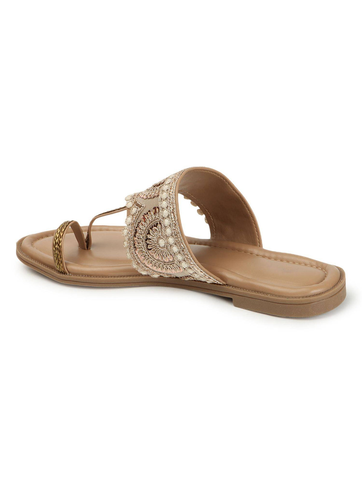 Women Slip-On Kolhapuri One Toe Flats | F61 - view 4