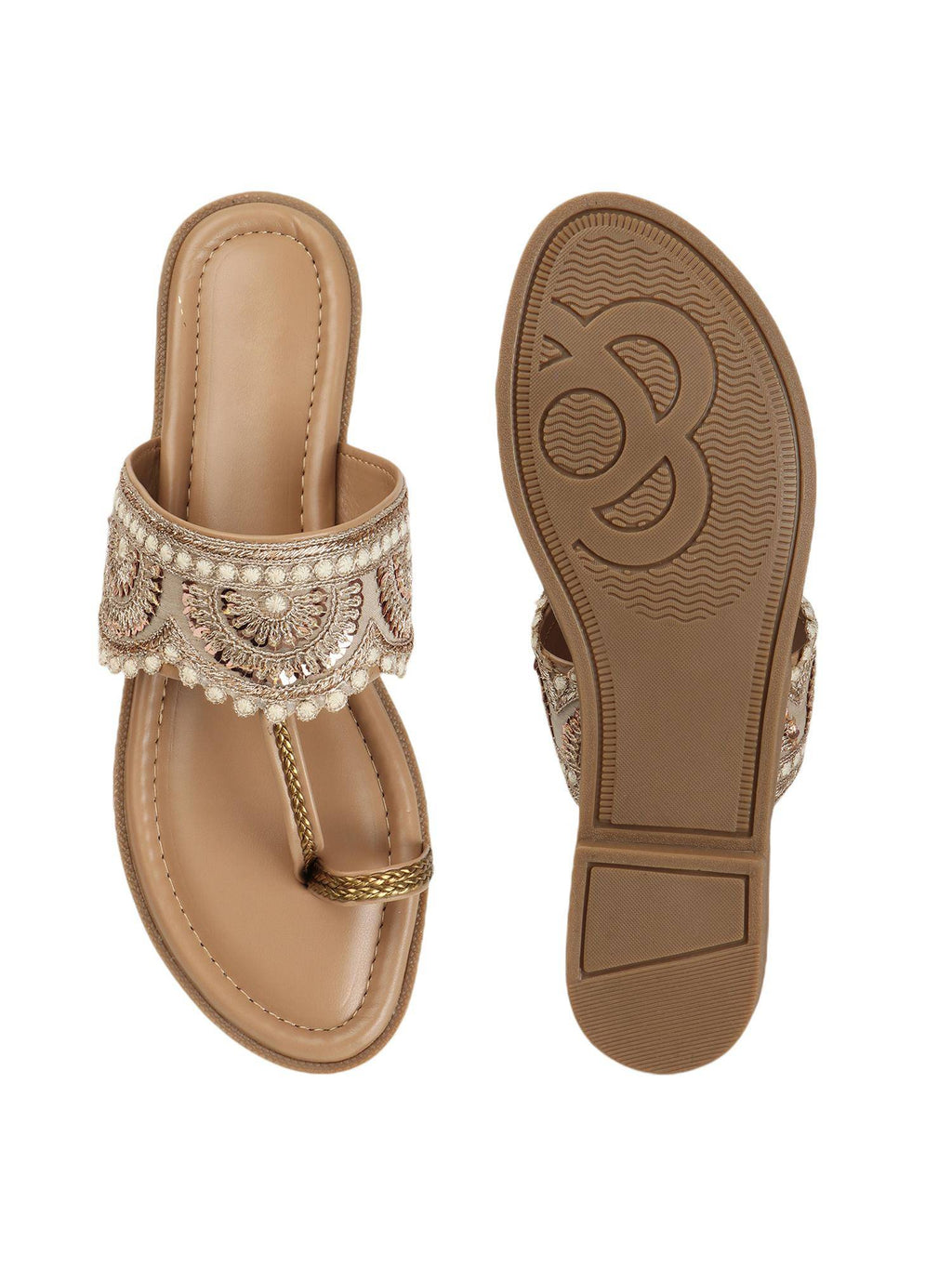 Women Slip-On Kolhapuri One Toe Flats | F61 - view 5
