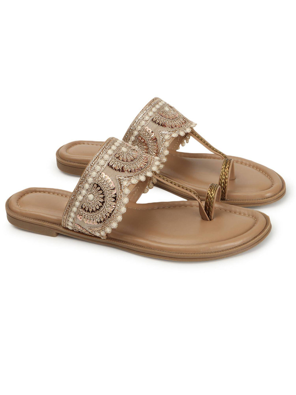Women Slip-On Kolhapuri One Toe Flats | F61 - view 6