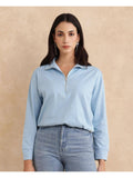 Velma Light Blue Solid Relaxed Polo T-Shirt | PW43 - view 1