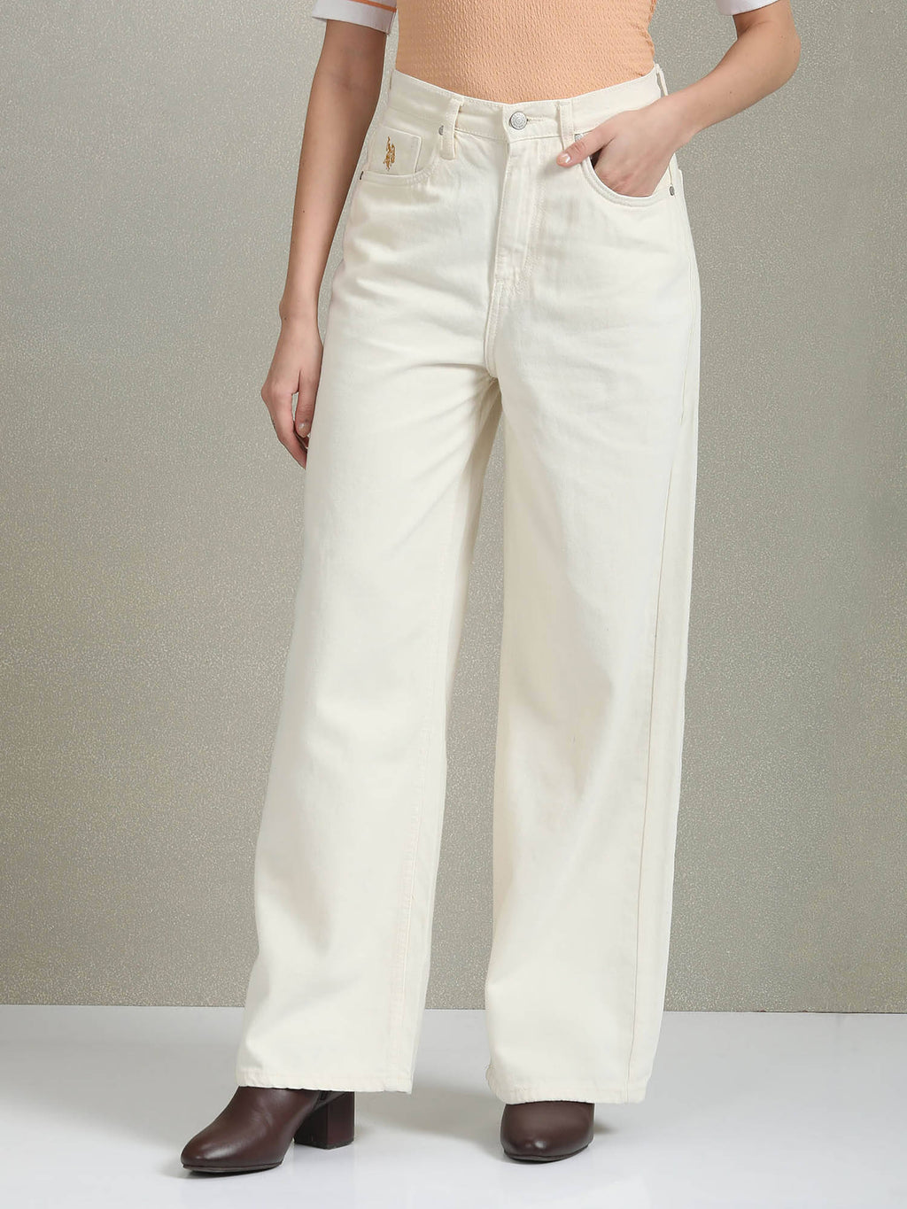 High Rise Wide Leg Jeans White | WL90 - view 1