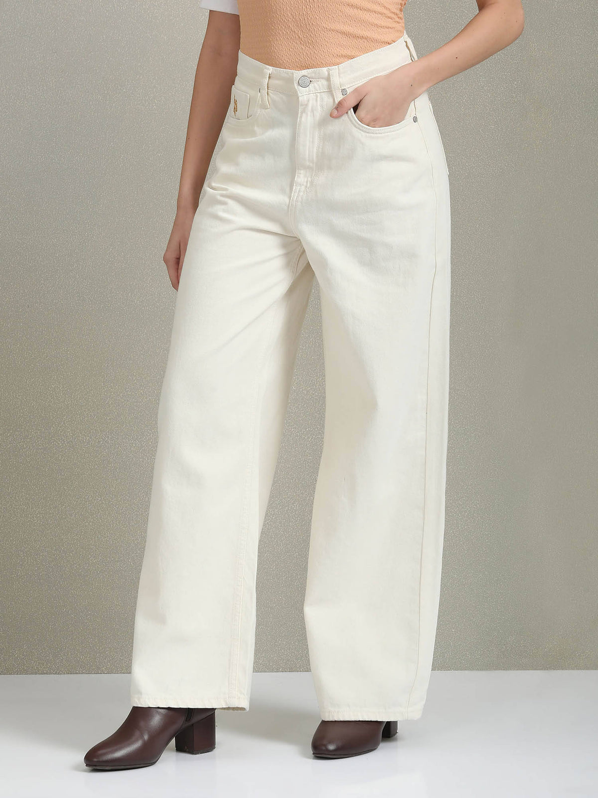 High Rise Wide Leg Jeans White | WL90 - view 5