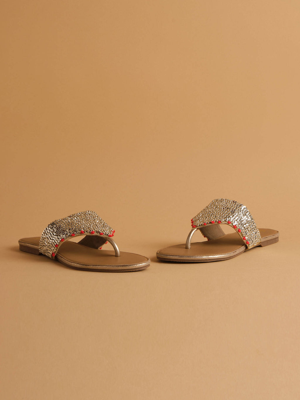 Embellished Gold Aimee Flats | F61 - view 2