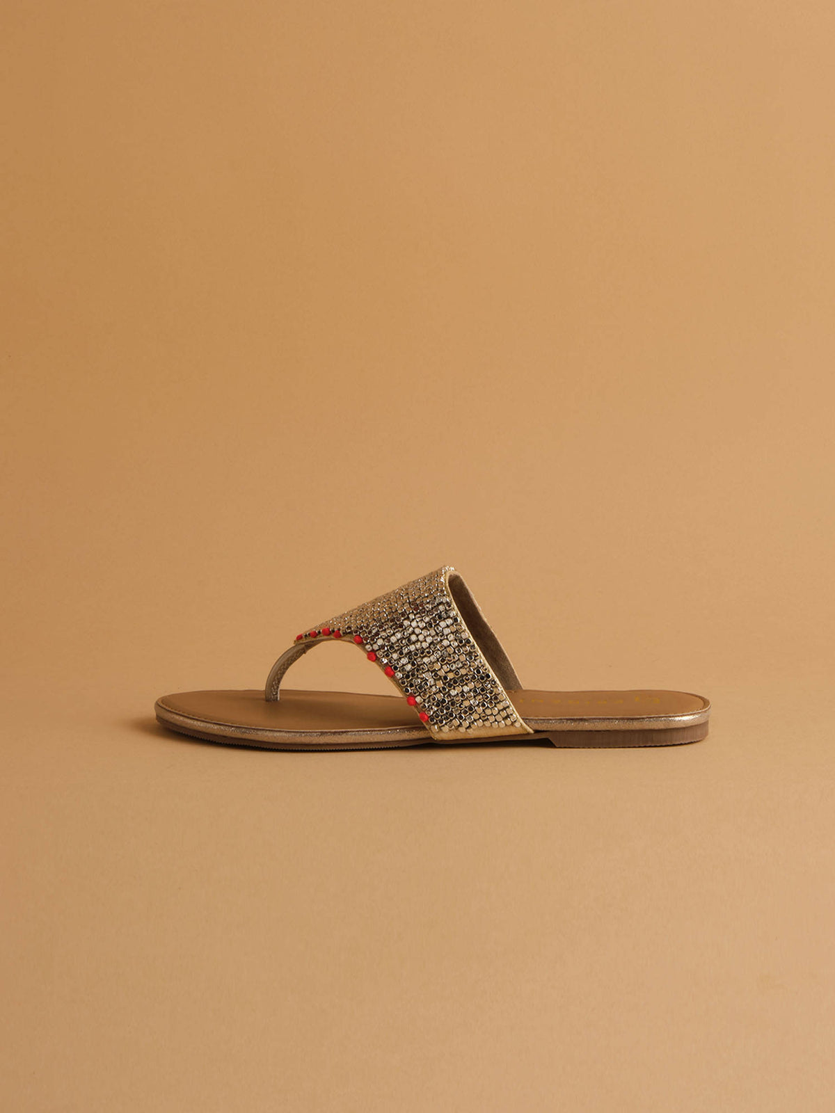 Embellished Gold Aimee Flats | F61 - view 3