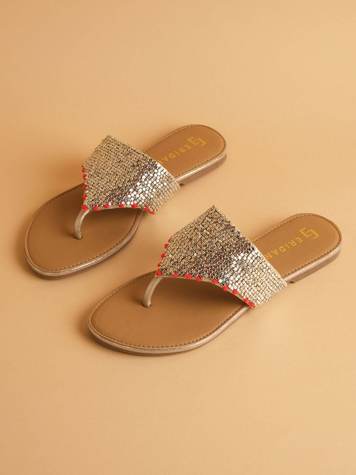 Embellished Gold Aimee Flats | F61 - view 4