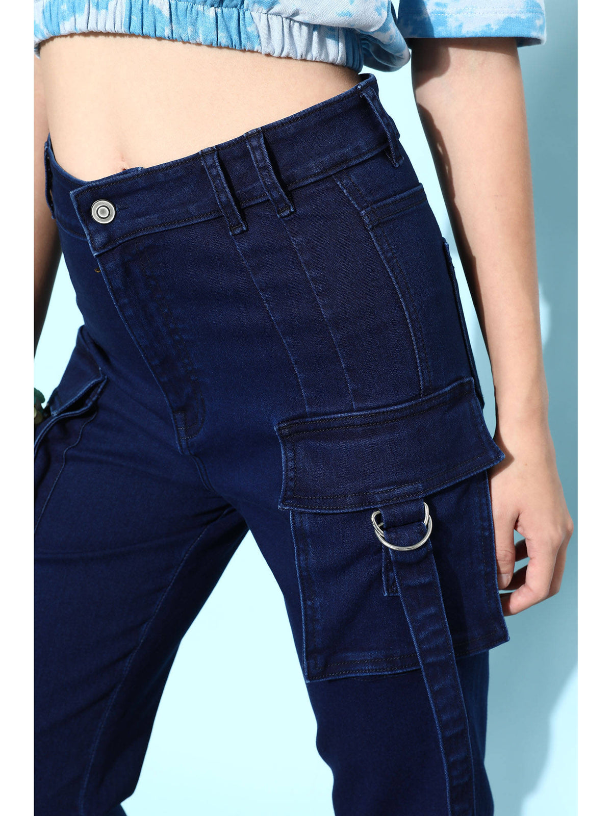 Womens Light Blue Bootcut High Rise Clean Look Regular Stretchable Denim Jeans | BT10 - view 12
