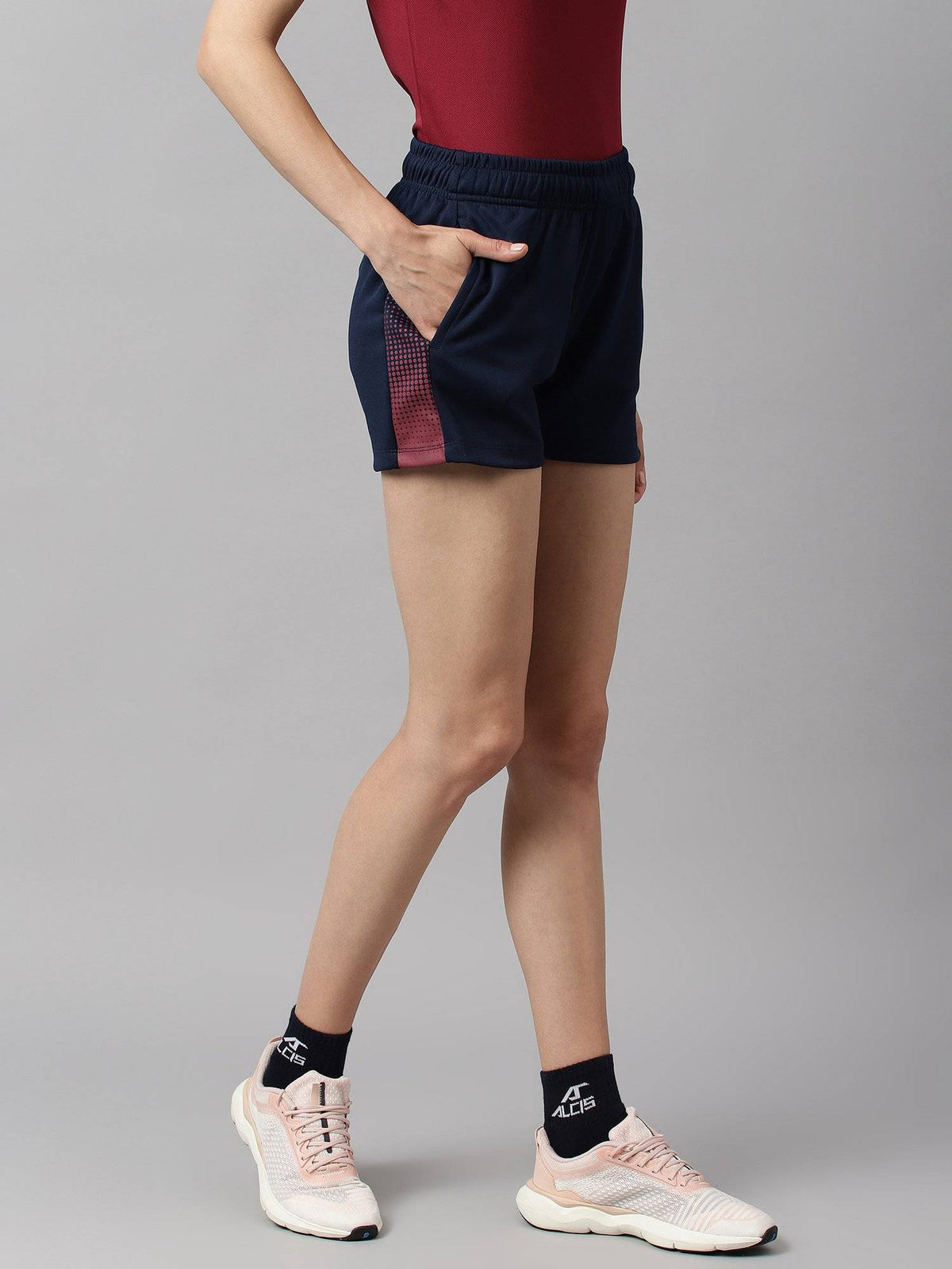 Women Navy Blue Anti Static Soft Touch Slim Fit Training Shorts - view 5
