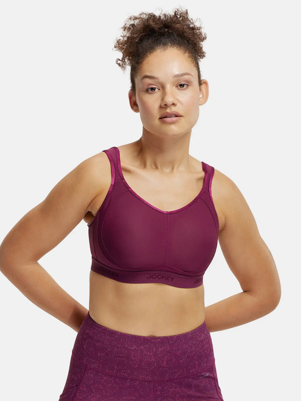 MI11 Wirefree Microfiber Elastane Active Wear Sports Bra - Grape Wine | sb09 - view 1