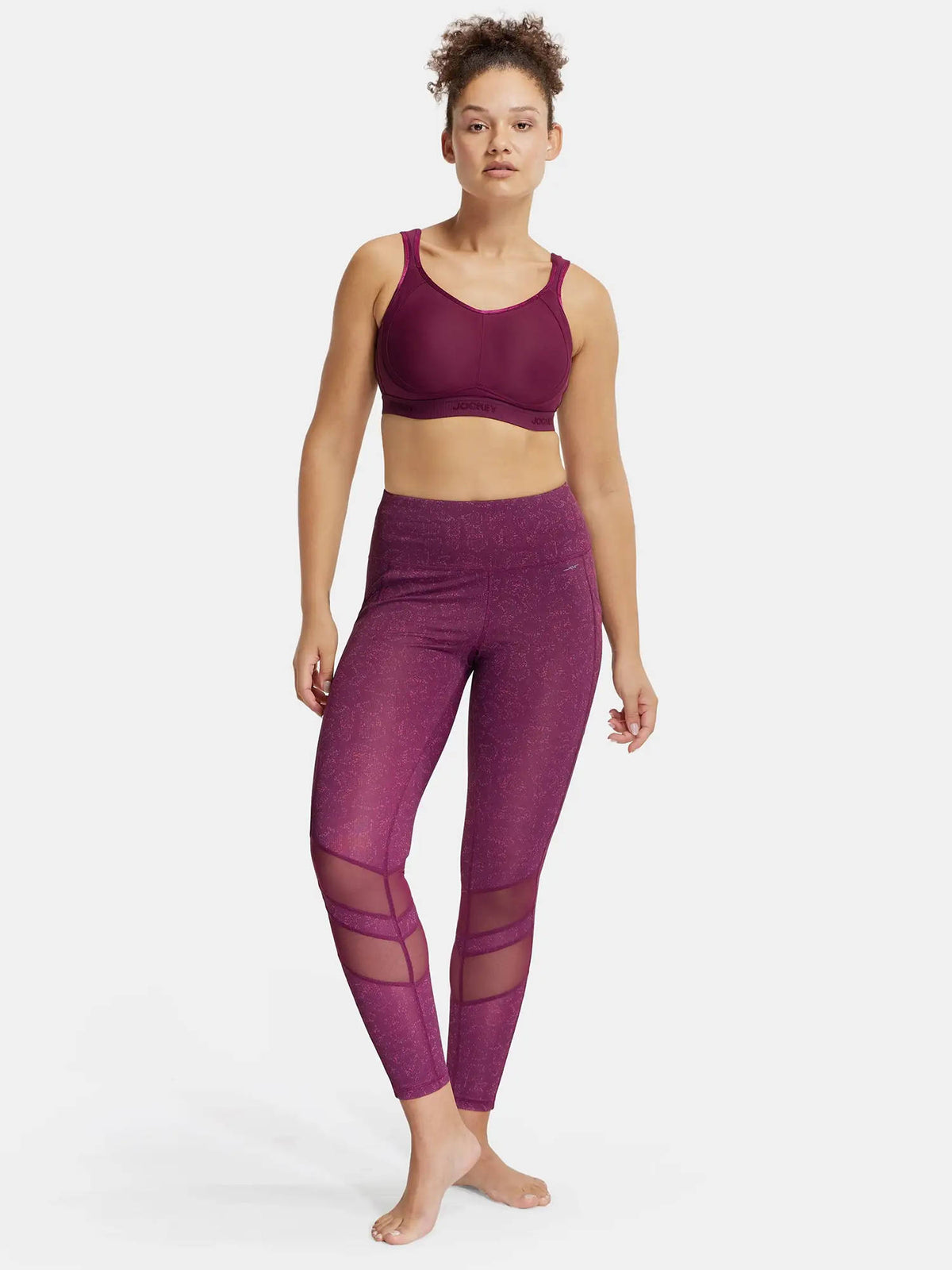MI11 Wirefree Microfiber Elastane Active Wear Sports Bra - Grape Wine | sb09 - view 4