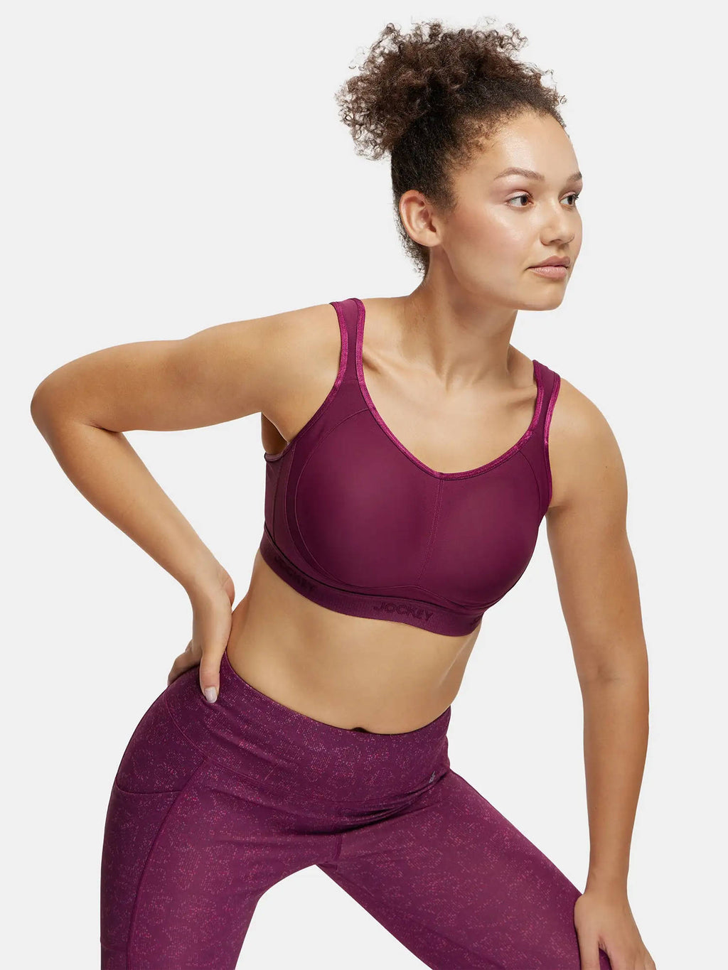 MI11 Wirefree Microfiber Elastane Active Wear Sports Bra - Grape Wine | sb09 - view 5