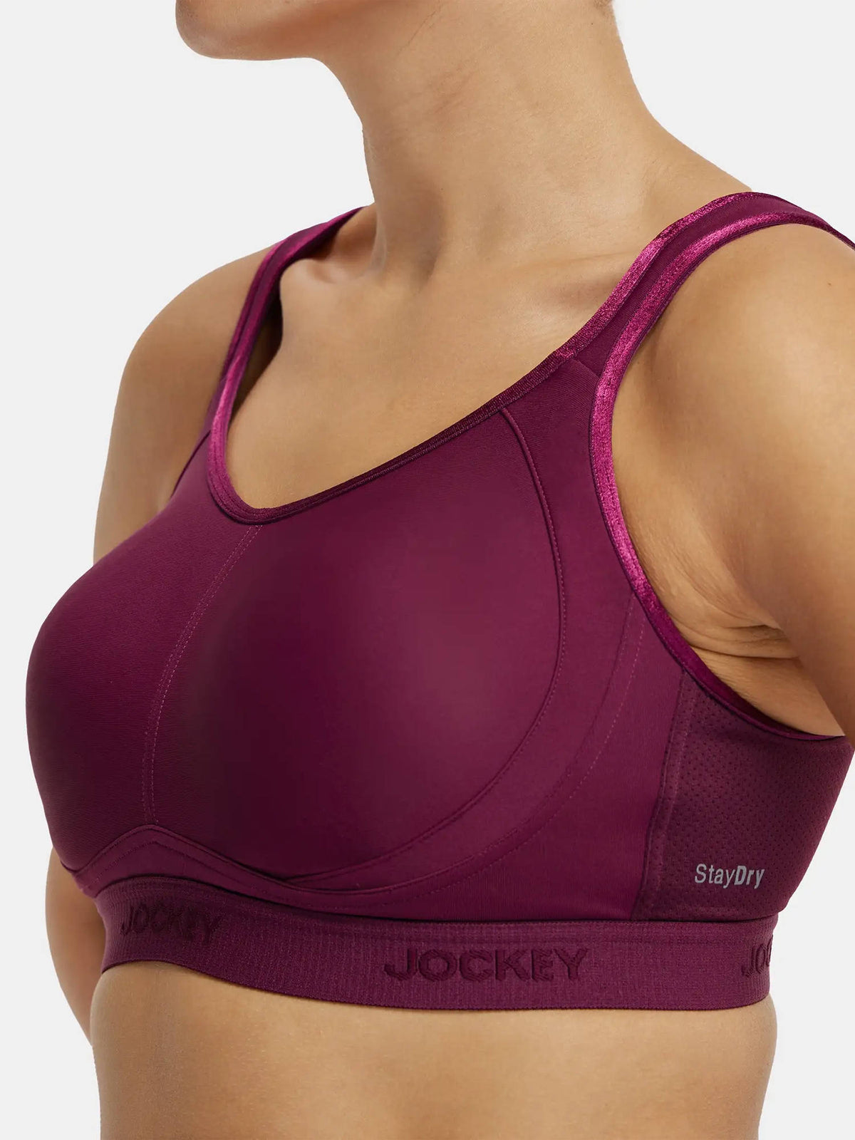 MI11 Wirefree Microfiber Elastane Active Wear Sports Bra - Grape Wine | sb09 - view 6