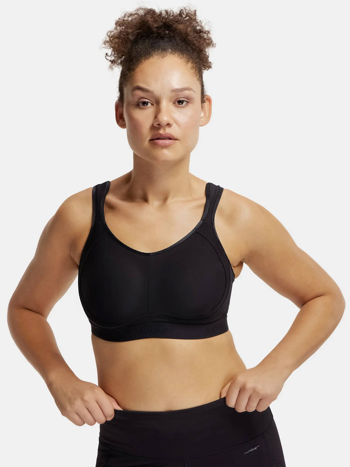 MI11 Wirefree Microfiber Elastane Active Wear Sports Bra - Black | sb09 - view 1