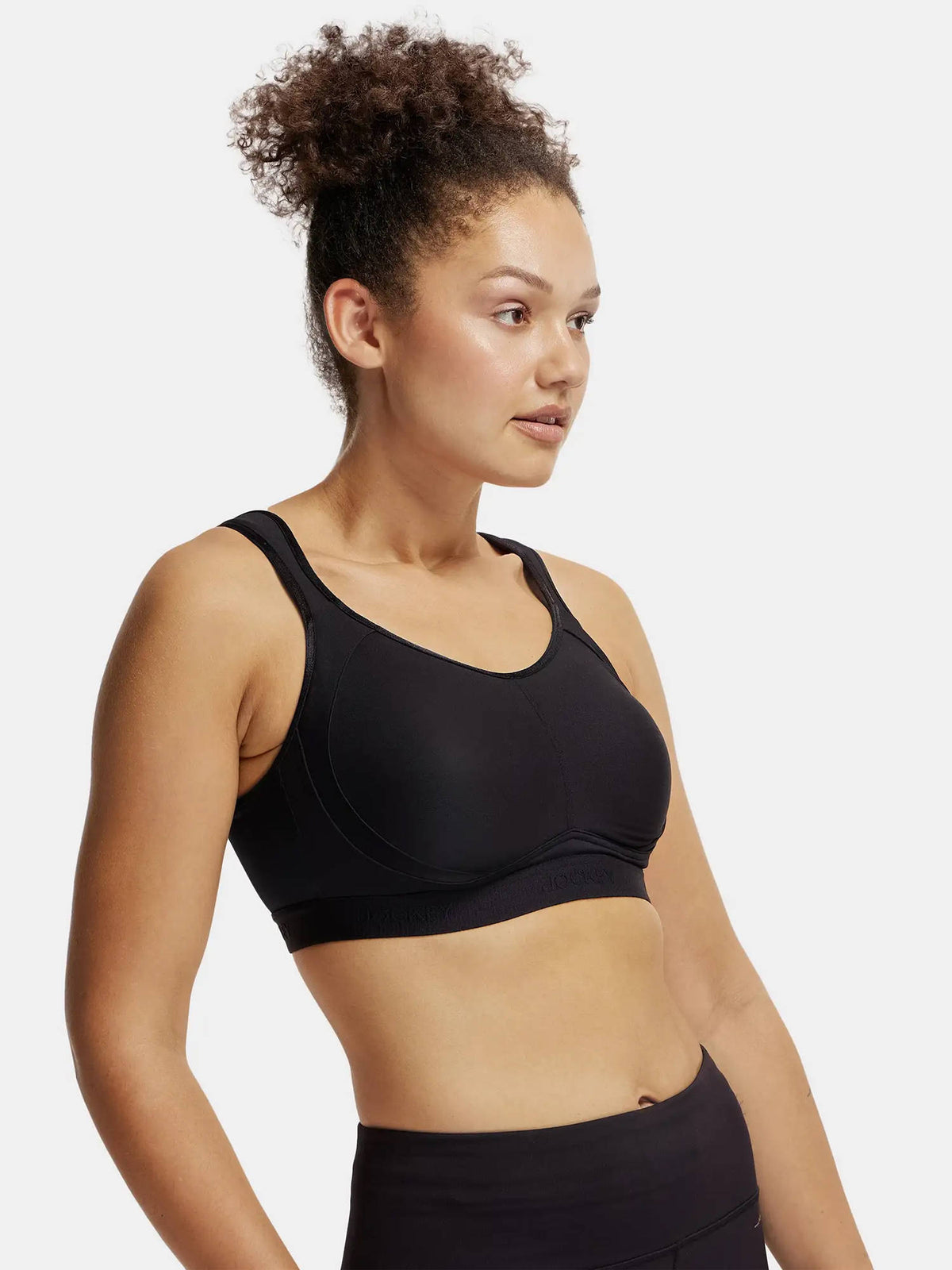 MI11 Wirefree Microfiber Elastane Active Wear Sports Bra - Black | sb09 - view 2