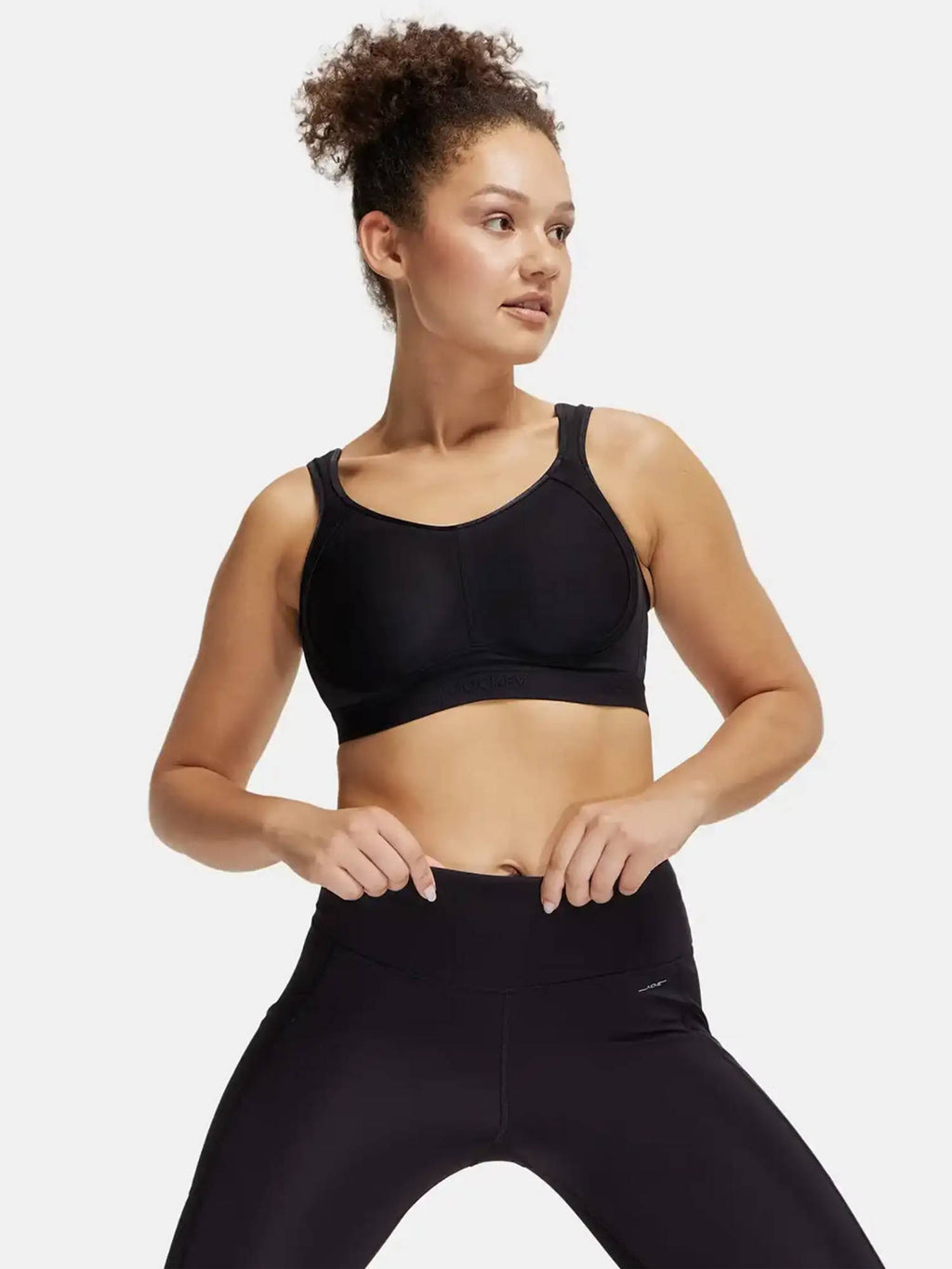 MI11 Wirefree Microfiber Elastane Active Wear Sports Bra - Black | sb09 - view 5
