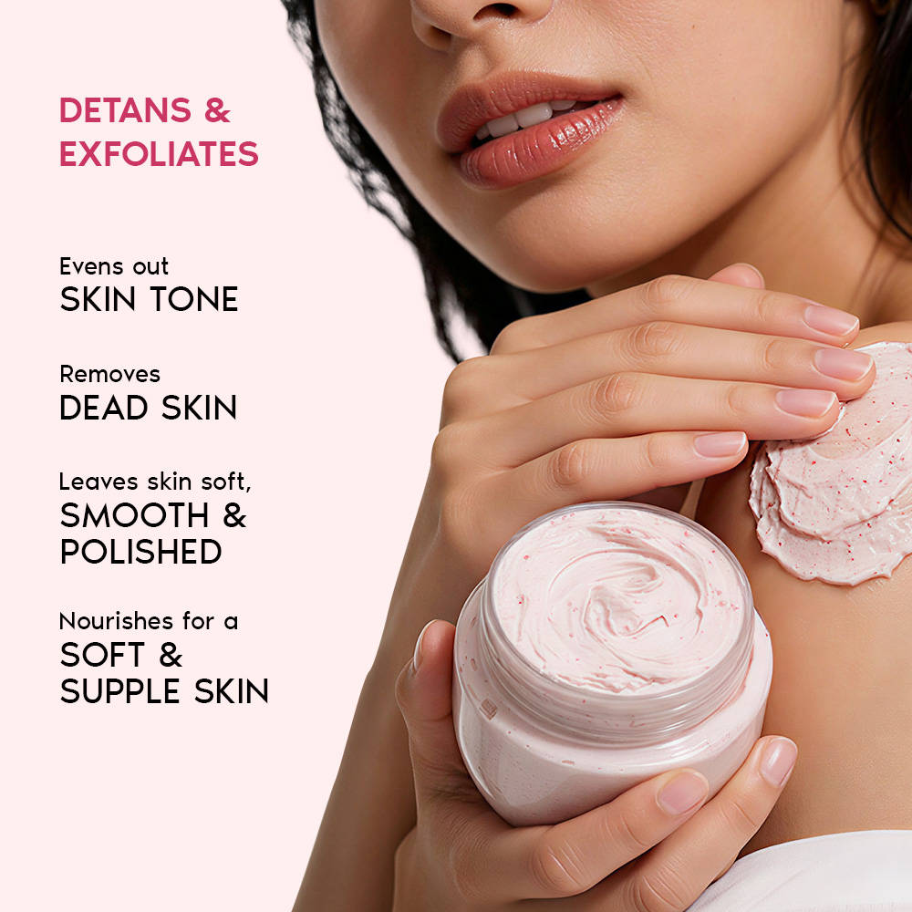 Nykaa Wanderlust Exfoliating Body Scrub - English Country Rose | Pink Clay Detan Niacinamide & Vit E | B20 - view 3