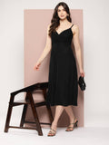 Stylish Black Midi Dress | D56 - view 1