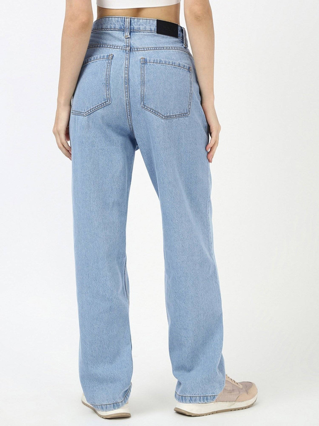 Women's Light Blue Washed Baggy Straight Fit Jeans | ST23 - view 3