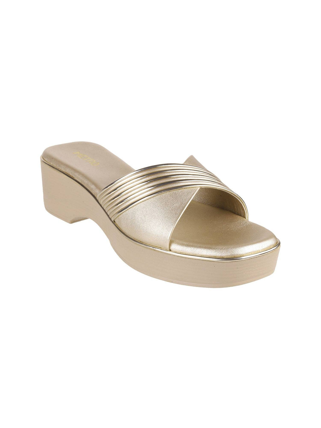 Women Gold Casual Platform Heels | H78 - view 3