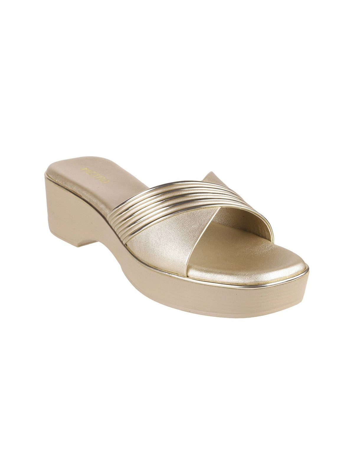 Women Gold Casual Platform Heels | H78 - view 3