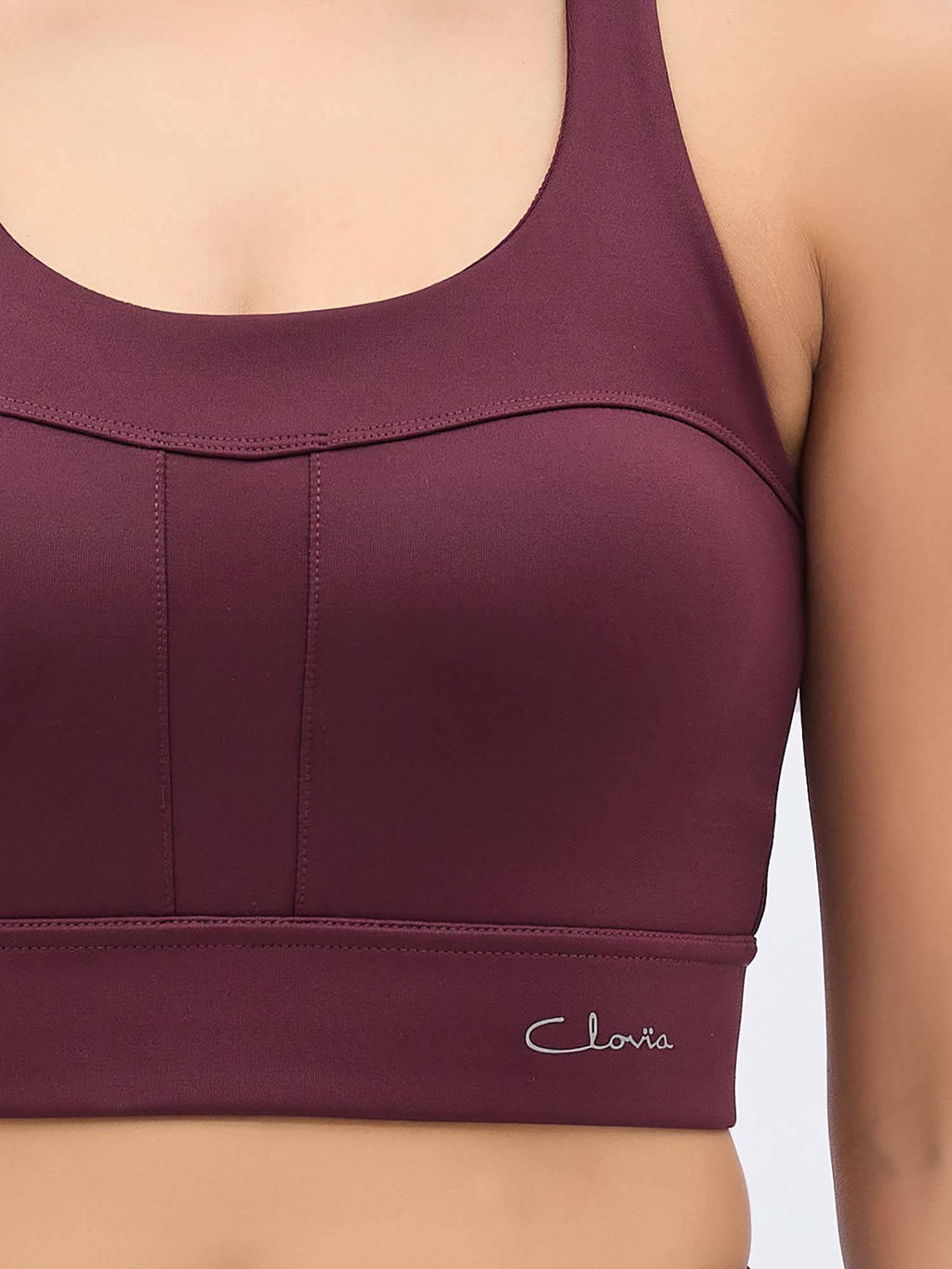 Padded High-Impact Sports Bra In Maroon | sb09 - view 5