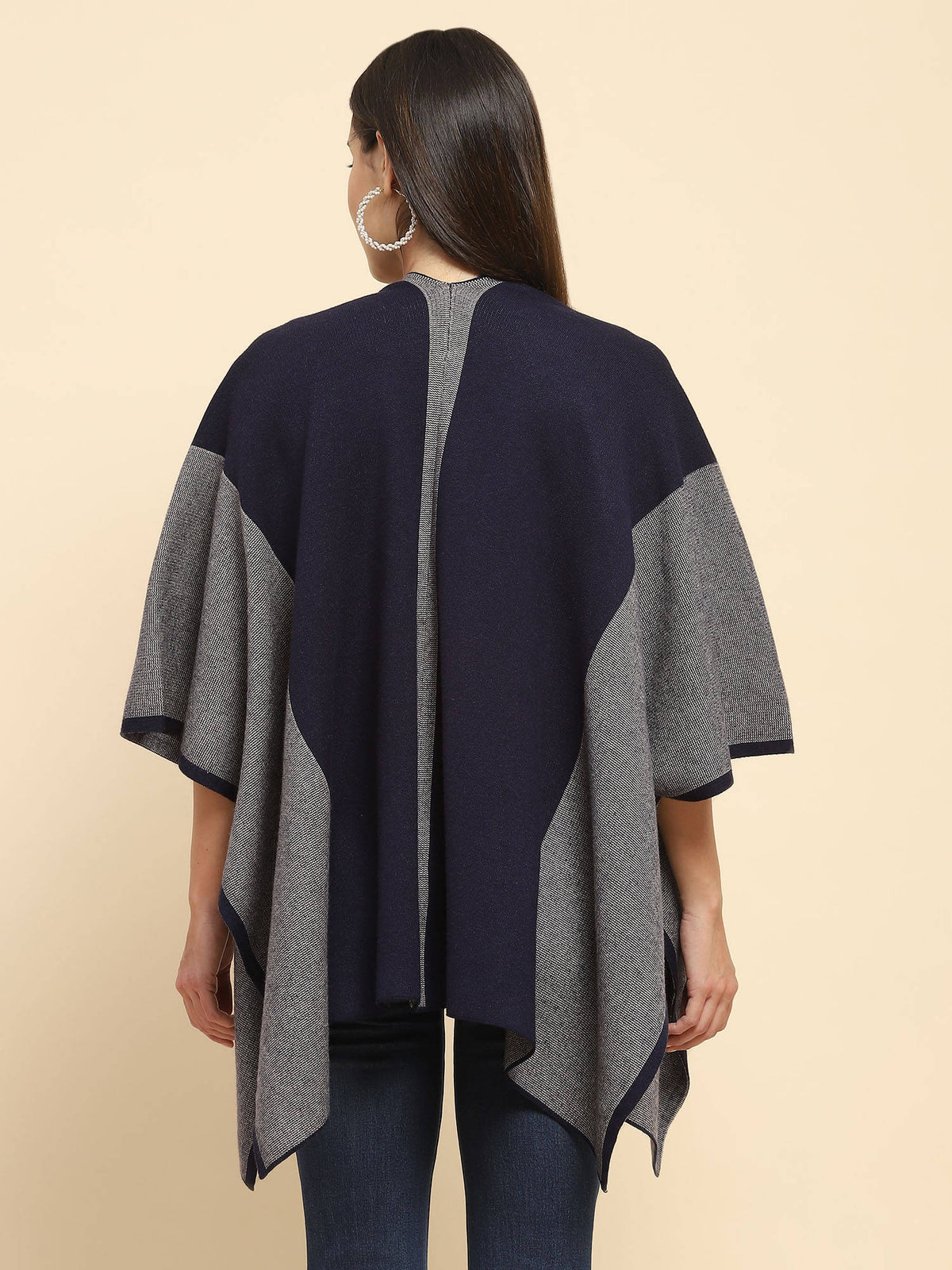 Women Poly Blend Open Neck 3 4Th Sleeves Loose Fit Winter Shrug | JC78 - view 4
