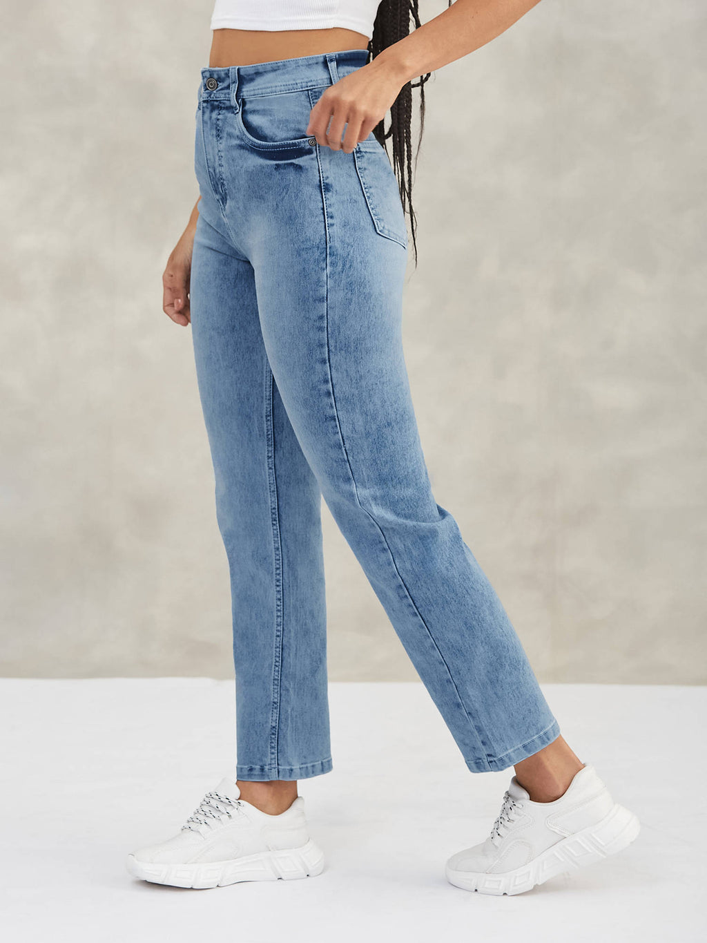 Womens Light Blue High Rise Stretchable Denim Jeans | ST23 - view 2