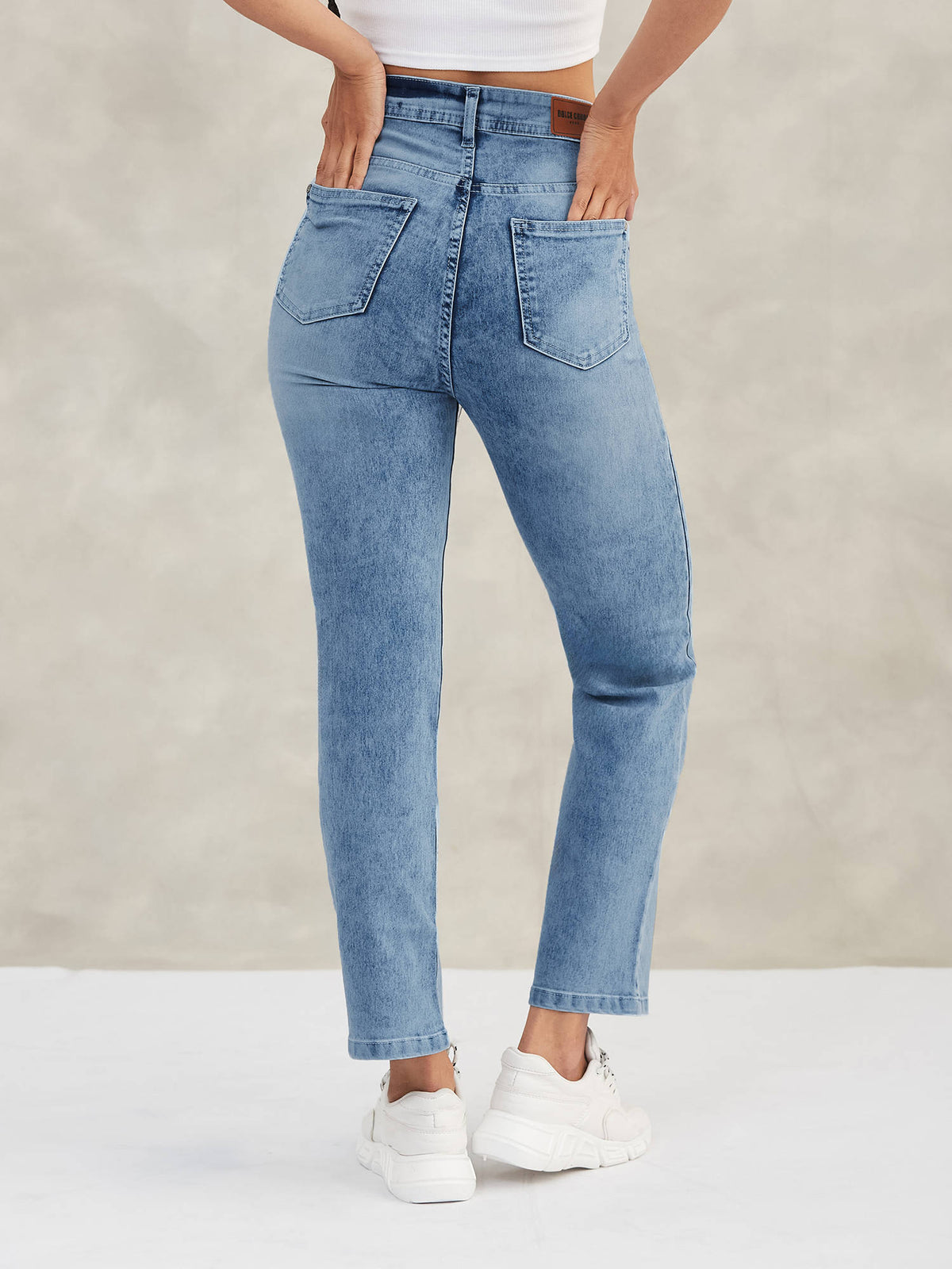 Womens Light Blue High Rise Stretchable Denim Jeans | ST23 - view 3