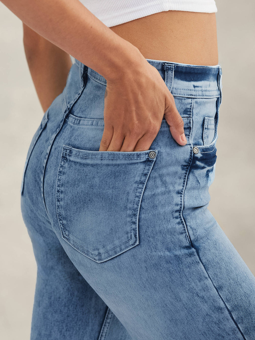 Womens Light Blue High Rise Stretchable Denim Jeans | ST23 - view 4