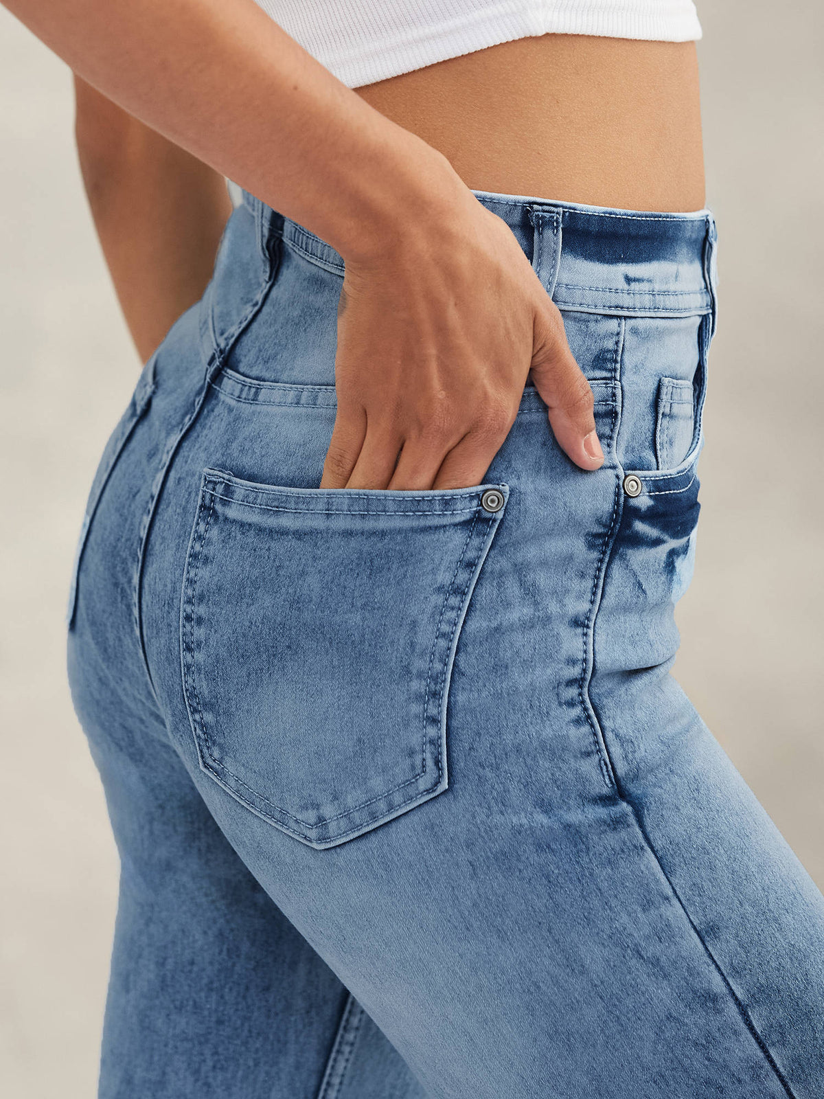 Womens Light Blue High Rise Stretchable Denim Jeans | ST23 - view 4