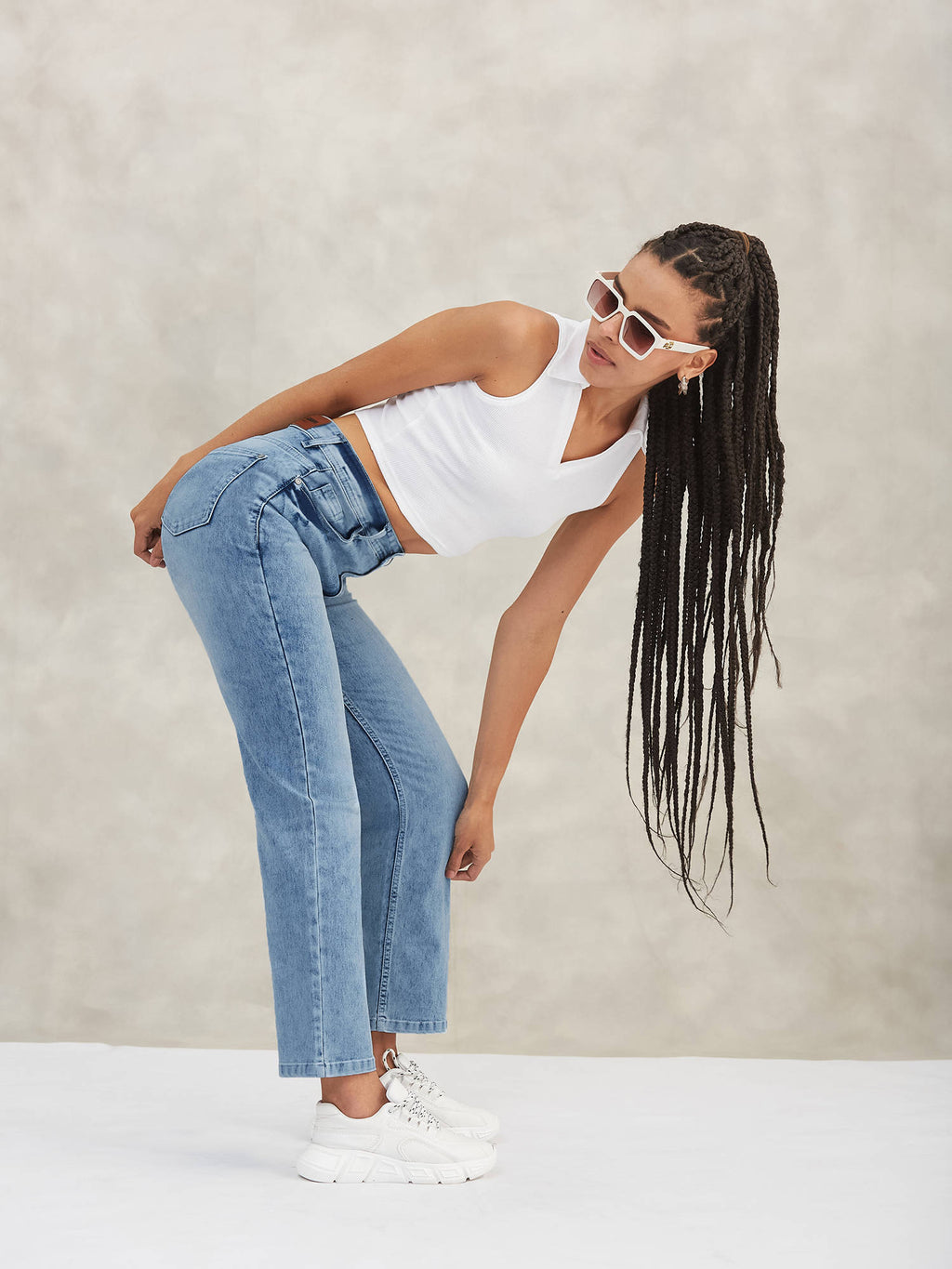 Womens Light Blue High Rise Stretchable Denim Jeans | ST23 - view 5
