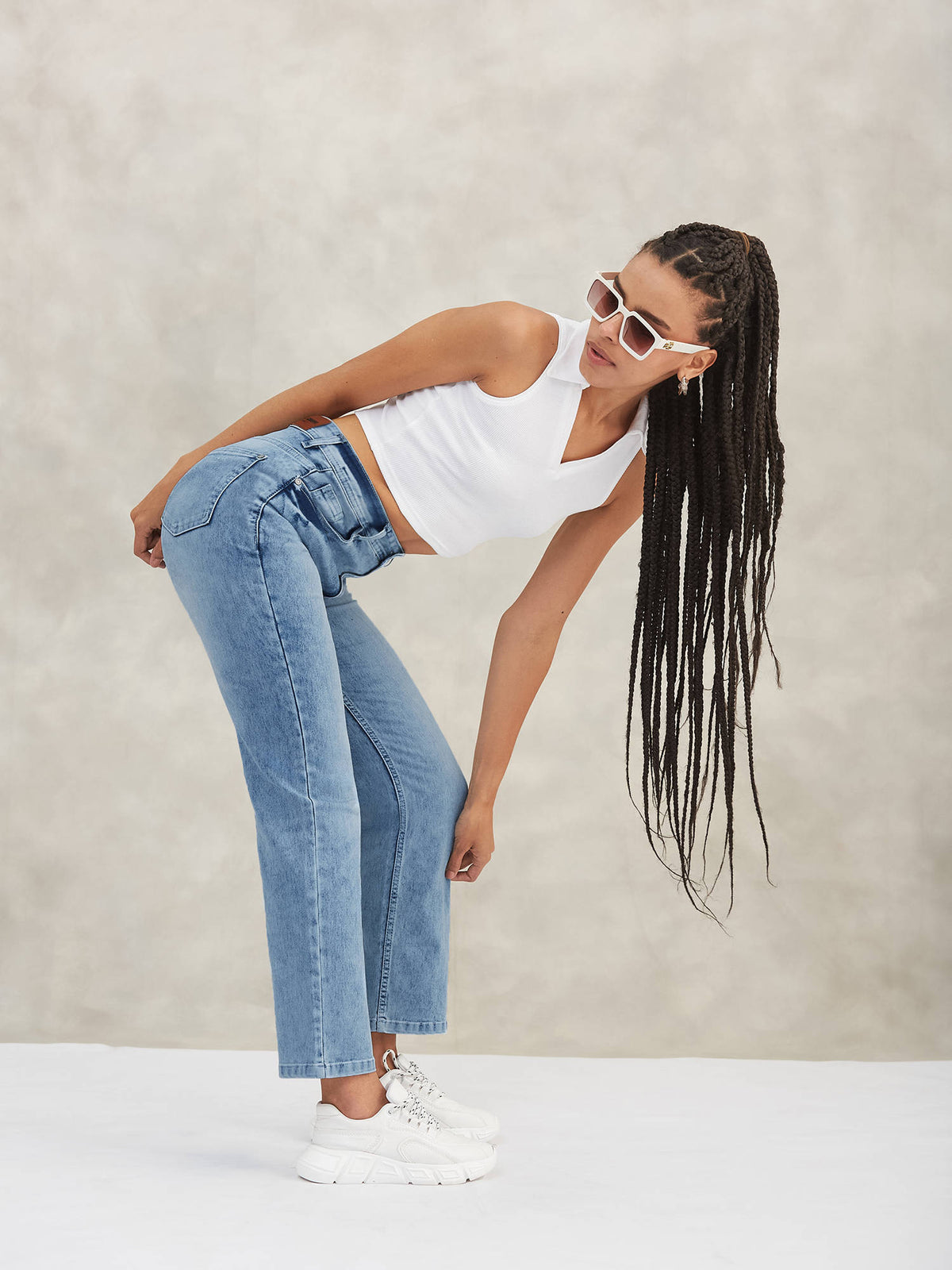 Womens Light Blue High Rise Stretchable Denim Jeans | ST23 - view 5