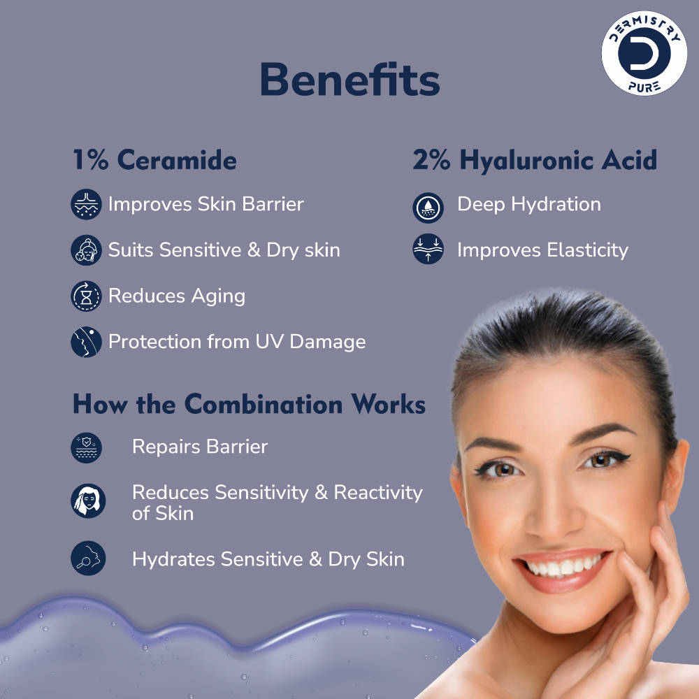1% Ceramides Hyaluronic Barrier Repair Moisturizer Face Serum for Hydration Dry Oily Skin | Z8 - view 3