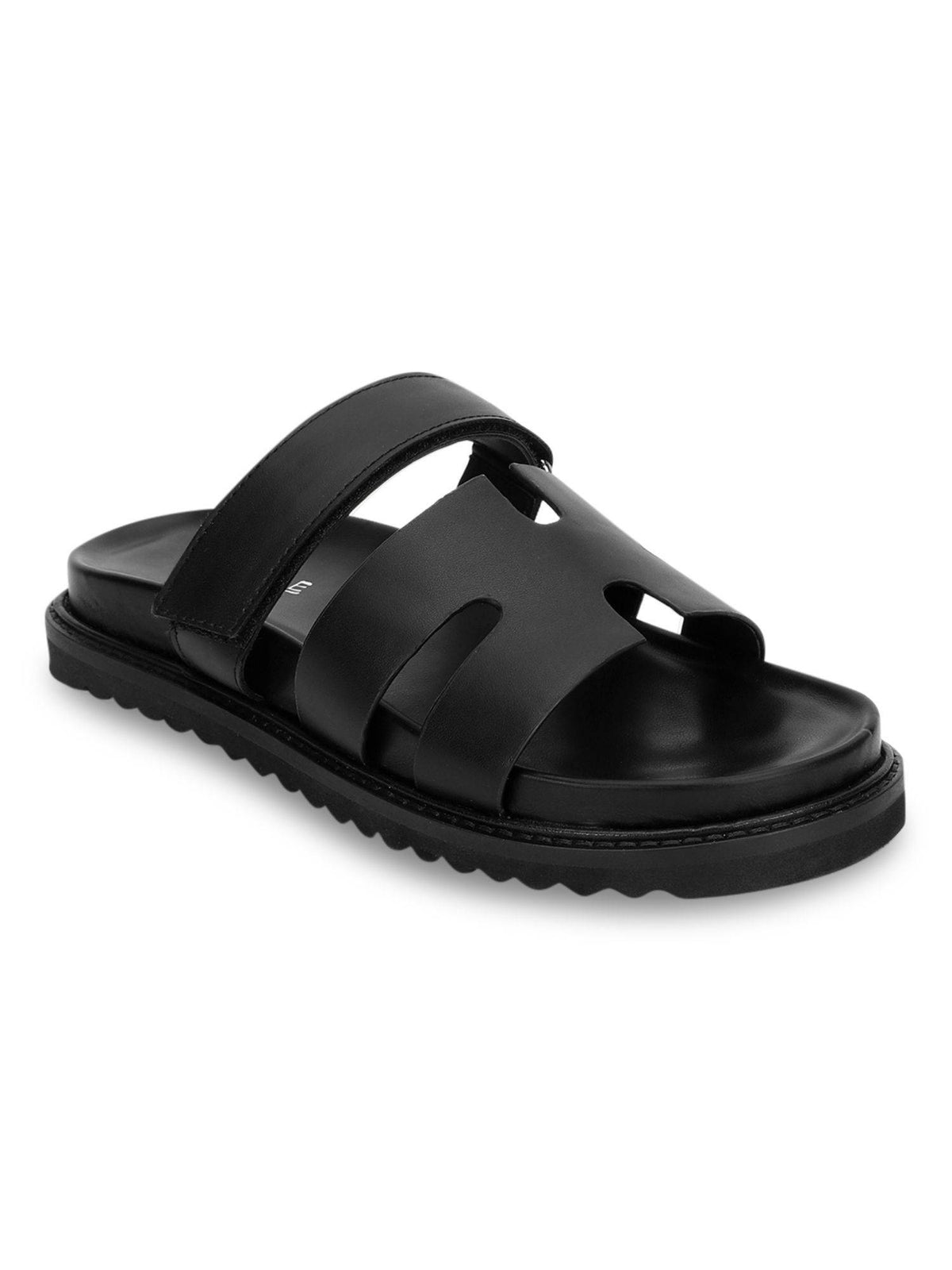 Black Solid Sandals | SD89 - view 2