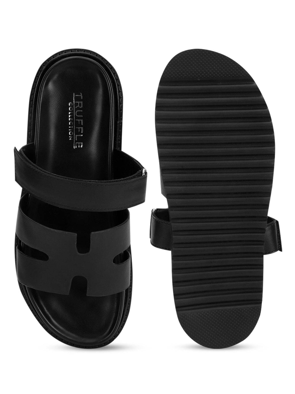 Black Solid Sandals | SD89 - view 5