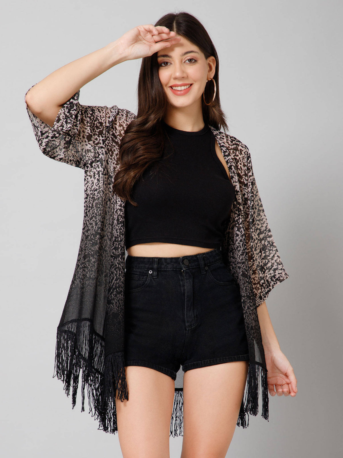 Animal Print Kimono Shrug | JC78 - view 1
