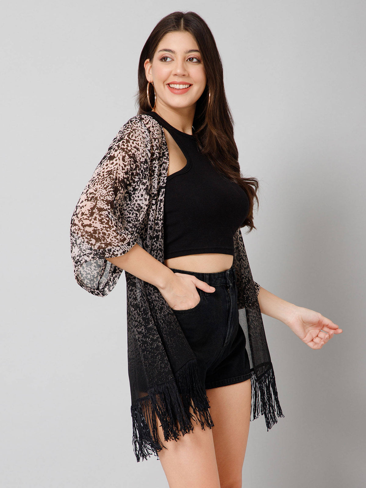 Animal Print Kimono Shrug | JC78 - view 4