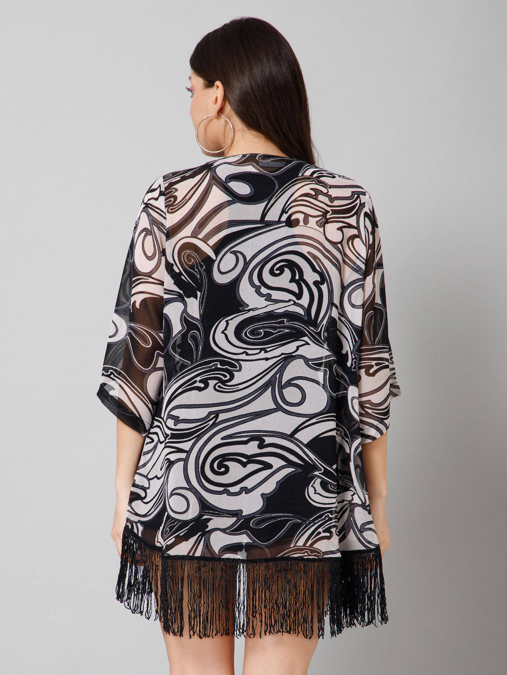 Abstract Print Kimono Shrug | JC78 - view 2