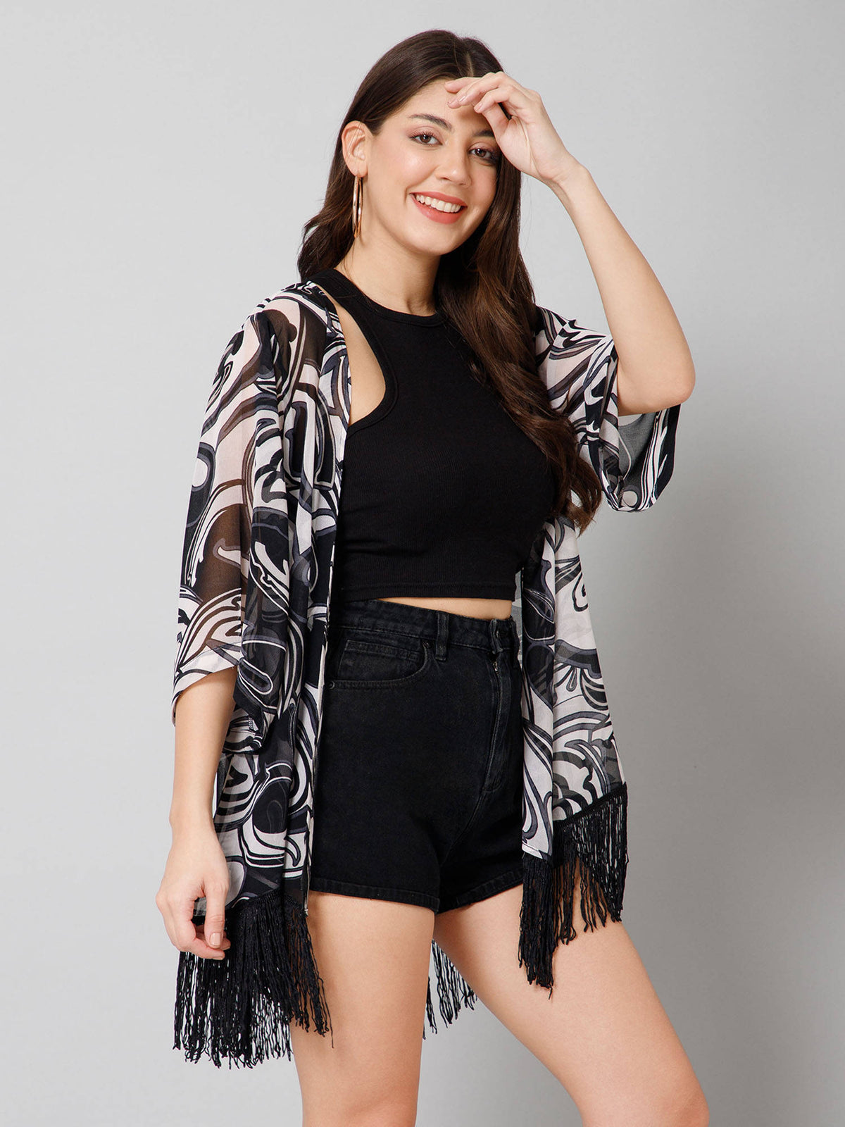 Abstract Print Kimono Shrug | JC78 - view 4