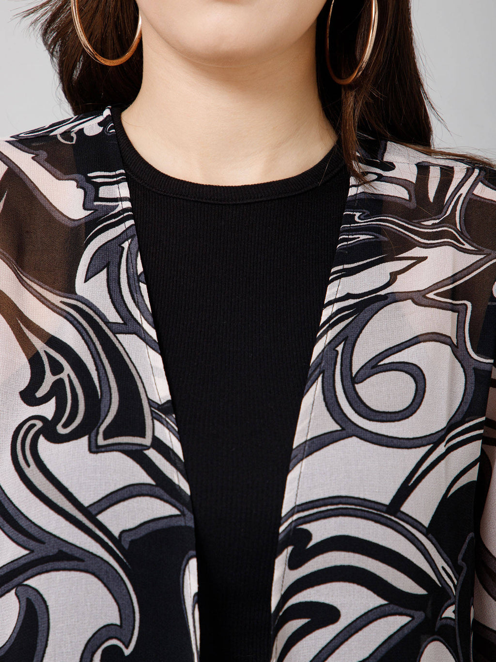 Abstract Print Kimono Shrug | JC78 - view 7