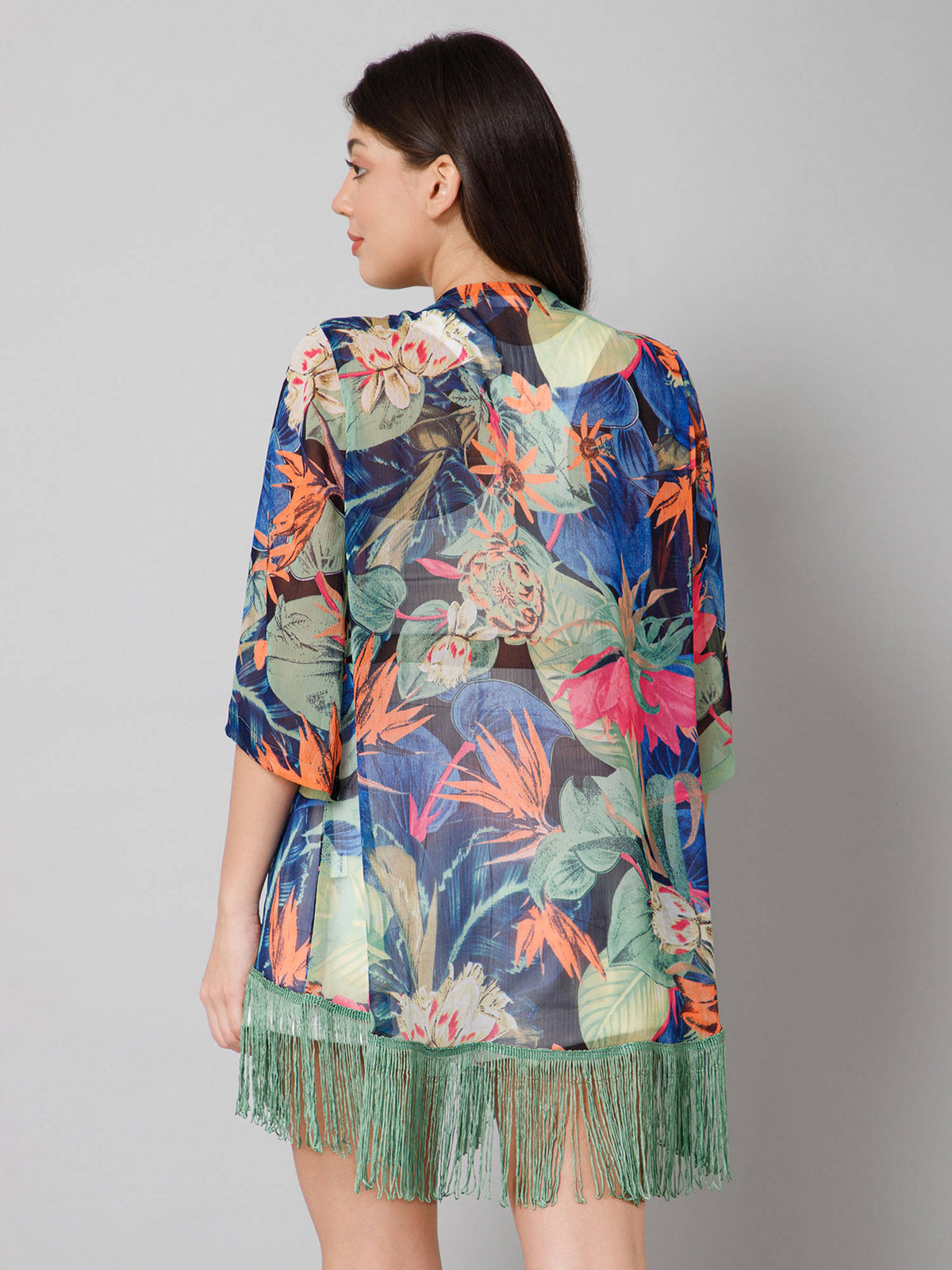 Tropical Printed Kimono Shrug | JC78 - view 2