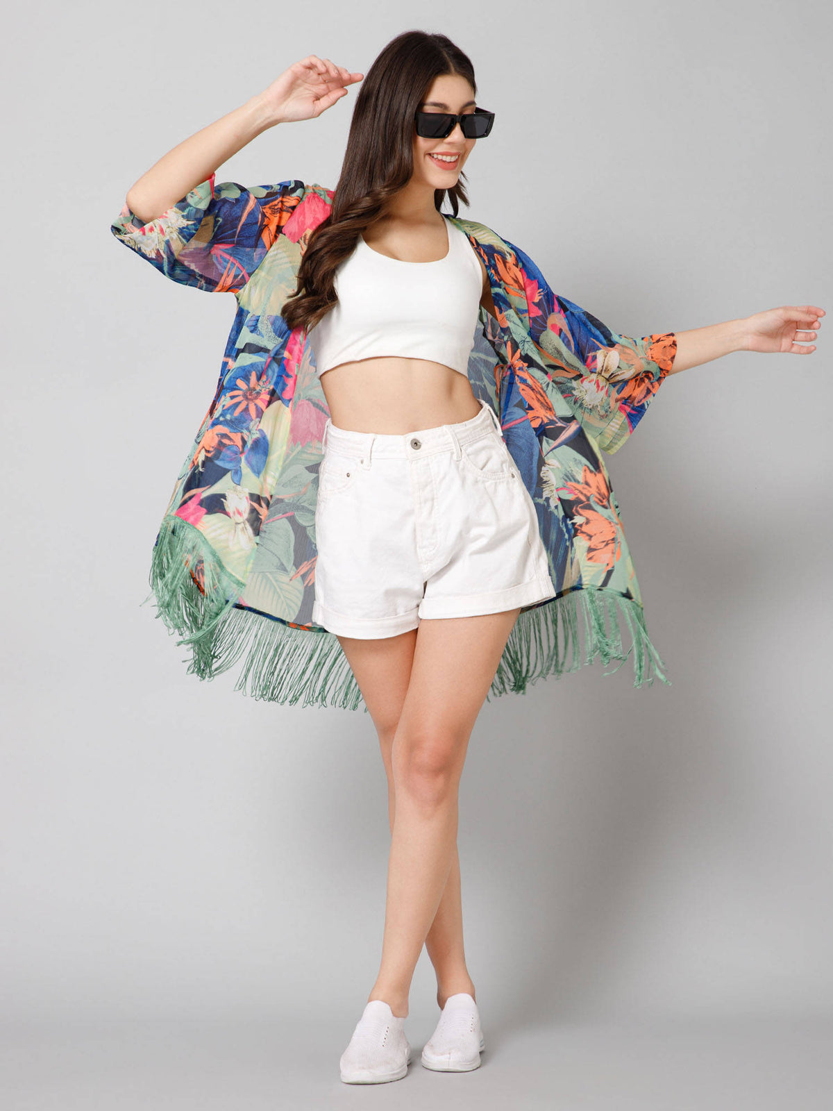 Tropical Printed Kimono Shrug | JC78 - view 5