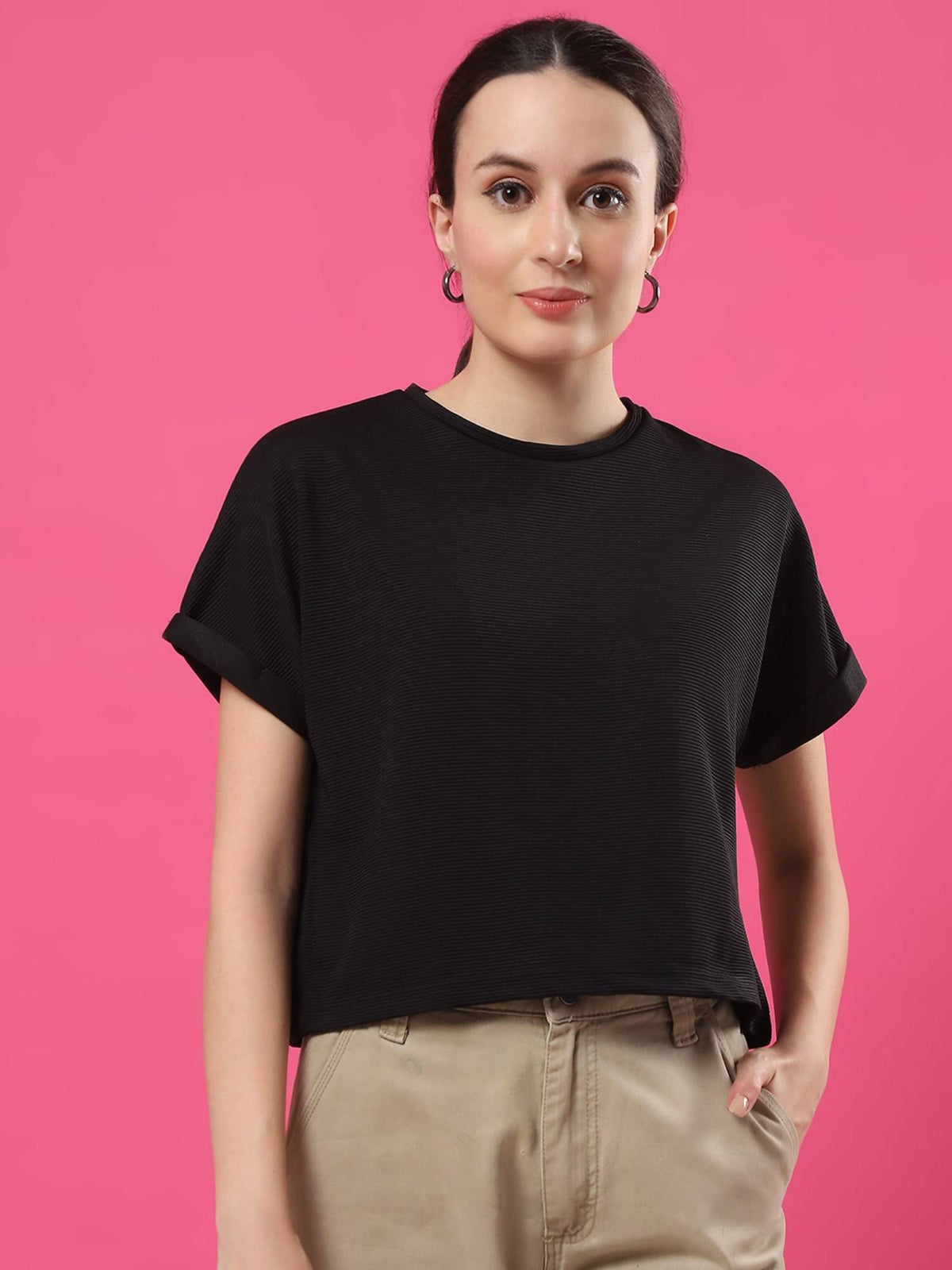 Women Teal Palmcorder Crop Top | CT61 - view 9